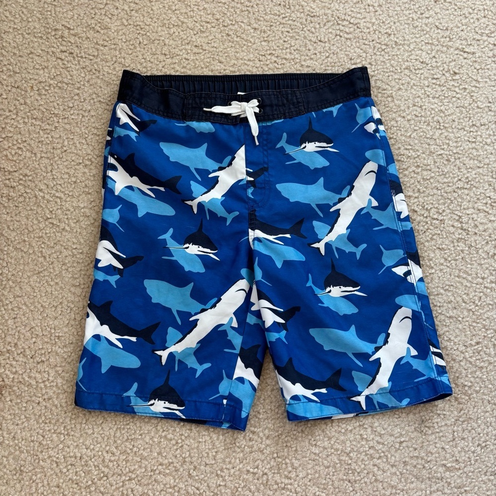 Gymboree Boy's Blue Shark Print Swim Trunks Size 10